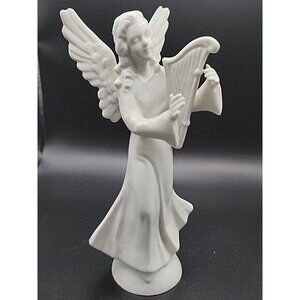 DRESDEN Porzellanfabrik Wilhelm Rittirsch Musical Angel w/ HARP Figurine, 6.5"